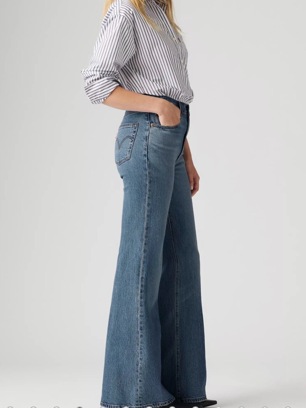 Levi's Medium Blue High-Rise Wide Leg Jeans